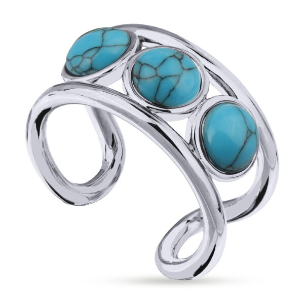 Кольцо Самоцветы (бирюза; покрытие родий)