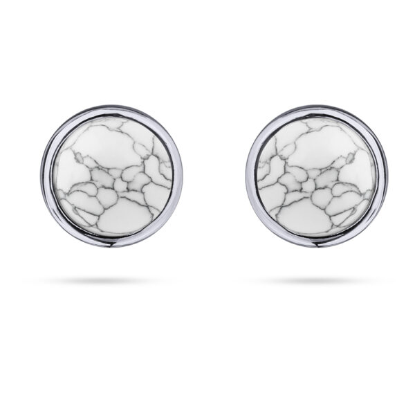 Пусеты Самоцветы  (бирюза белая;  покрытие родий)