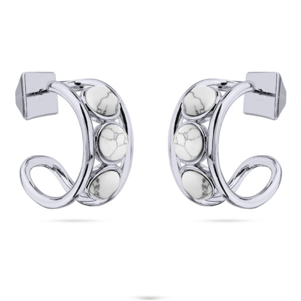 Серьги Самоцветы (бирюза белая; покрытие родий)