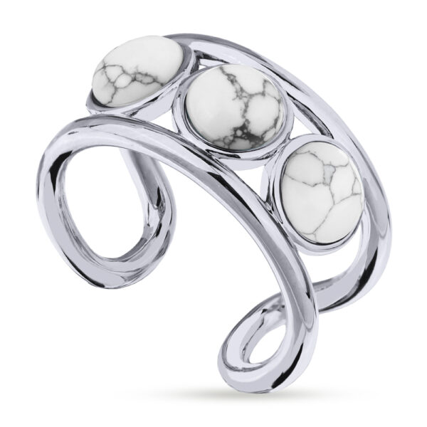 Кольцо Самоцветы (бирюза белая; покрытие родий)