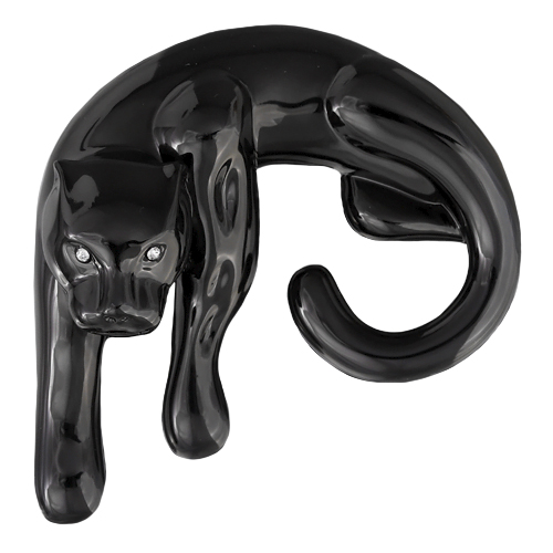 Брошь пантера (кристаллы SW белые; покрытие черный родий)