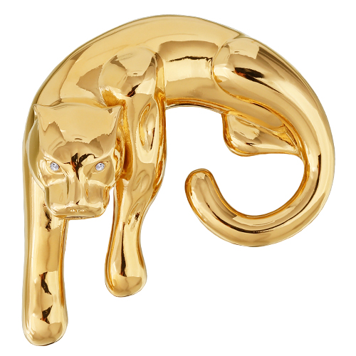 Брошь пантера (кристаллы SW белые; покрытие золото)