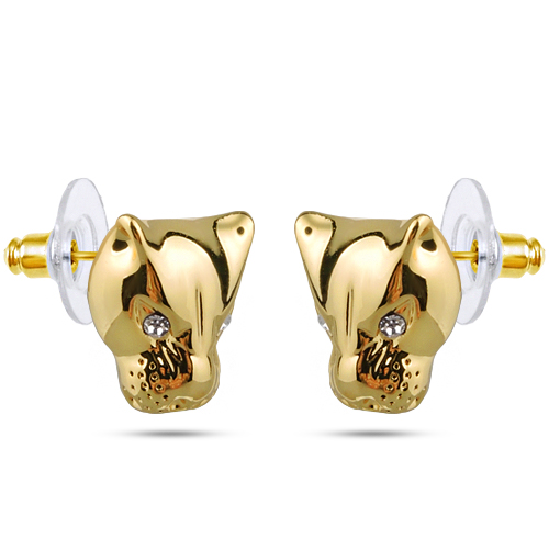 Серьги пантера (кристаллы SW белые; покрытие золото