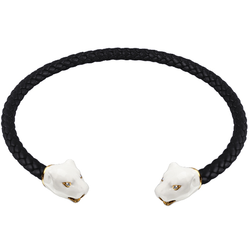 Чокер пантера (эмаль белая, кристаллы SW белые; покрытие золото)