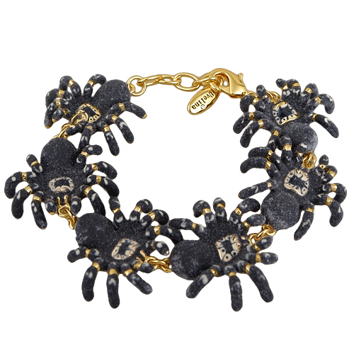 Браслет паук (эмаль матовая черная; покрытие золото) 18-21см