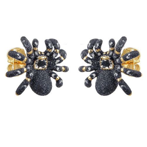 Серьги паук (эмаль матовая черная; покрытие золото)