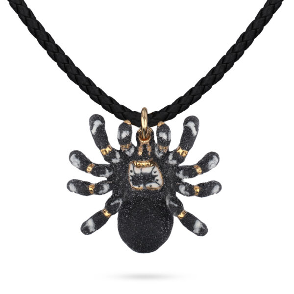 Кулон паук (эмаль матовая черная, белая; покрытие золото) 39-47см