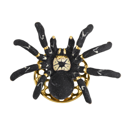 Брошь паук (эмаль матовая черная; покрытие золото)