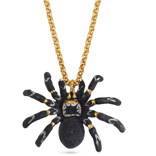 Кулон паук (эмаль матовая черная; покрытие золото) 86-91см