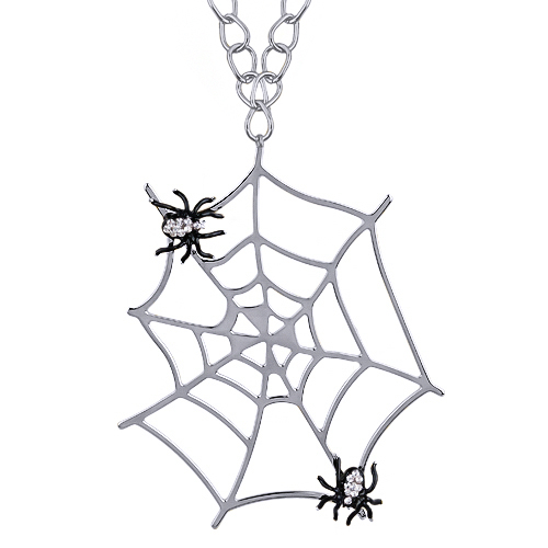Кулон паук (эмаль черная, кристаллы SW; покрытие родий) 75см