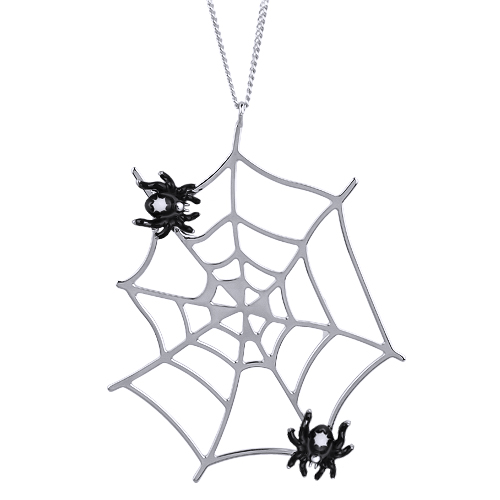 Кулон паук (эмаль черная, белая; покрытие родий) 75см