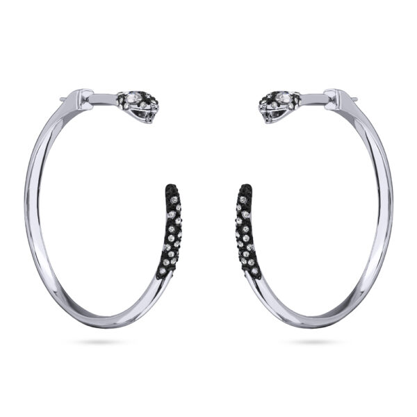 Серьги Змея (кристаллы SW белые; покрытие родий, черный родий)