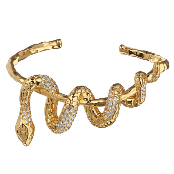 Браслет Змея (кристаллы SW белые; покрытие золото)