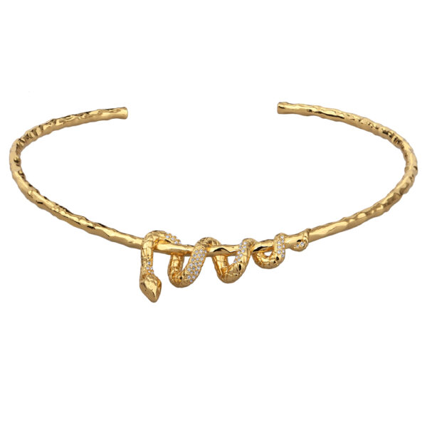 Колье Змея (кристаллы SW белые; покрытие золото)