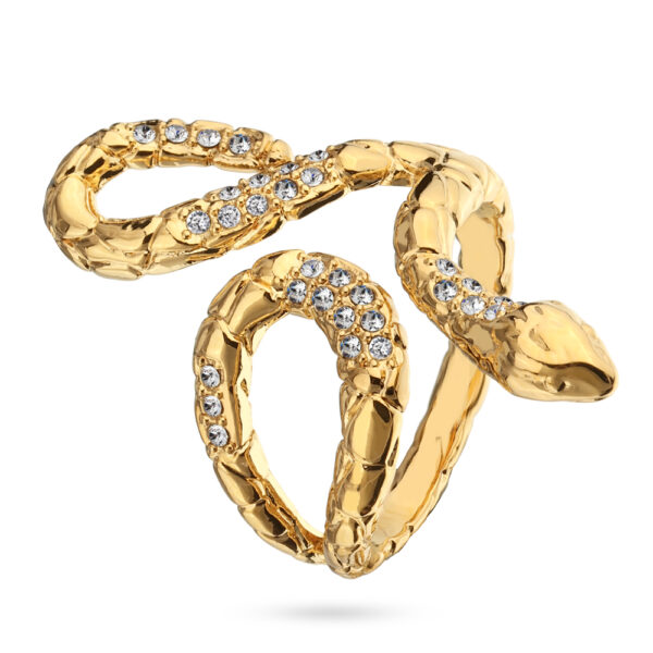 Кольцо Змея (кристаллы SW белые; покрытие золото)