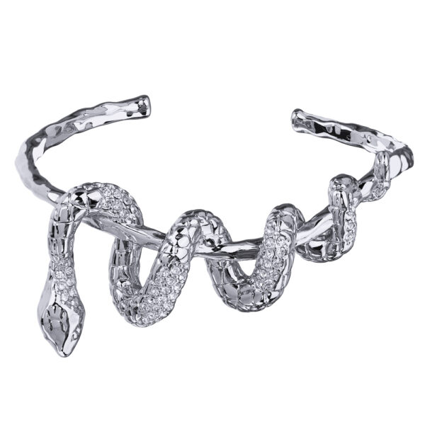 Браслет Змея (кристаллы SW белые; покрытие родий)