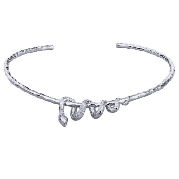 Колье Змея (кристаллы SW белые; покрытие родий)