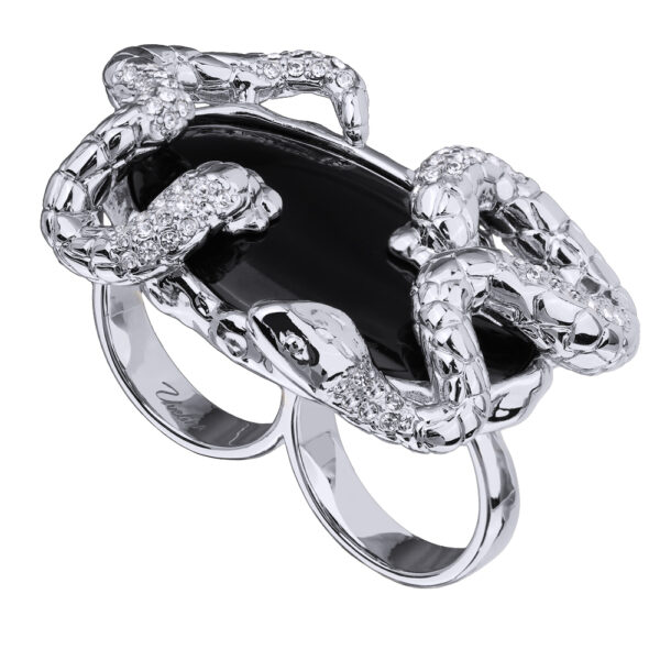 Кольцо Змея (кристаллы SW белые; покрытие родий)