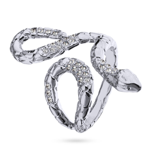 Кольцо Змея (кристаллы SW белые; покрытие родий)