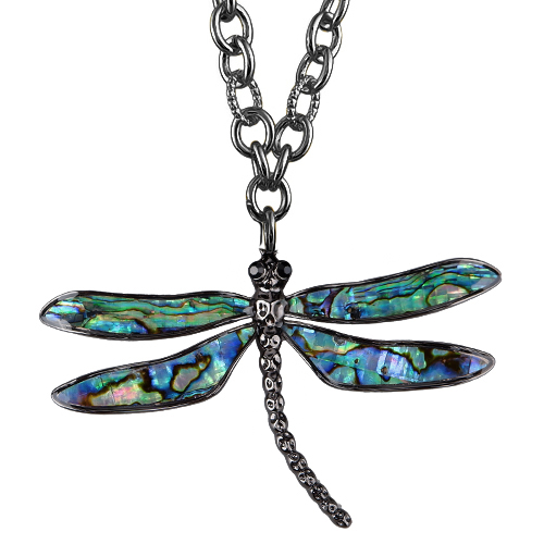 Кулон Стрекоза (гелиотис; покрытие черный родий) 80-84см