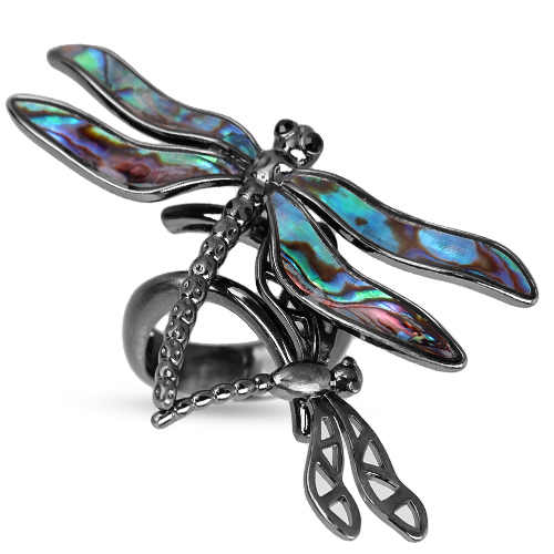 Кольцо стрекоза (гелиотис; покрытие черный родий)