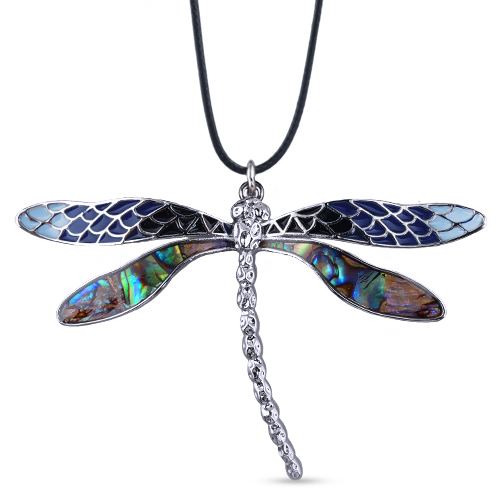 Кулон стрекоза (гелиотис; покрытие родий) 50-55см