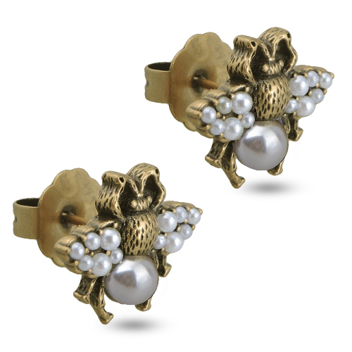 Пусеты (Майорка белая; покрытие античное золото)