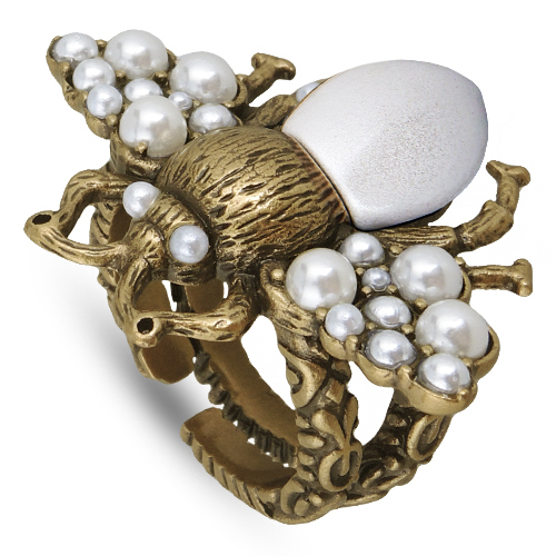 Кольцо (Майорка белая; покрытие античное золото)