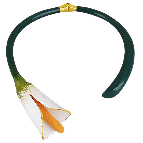 Колье калла (эмаль микс; покрытие золото)