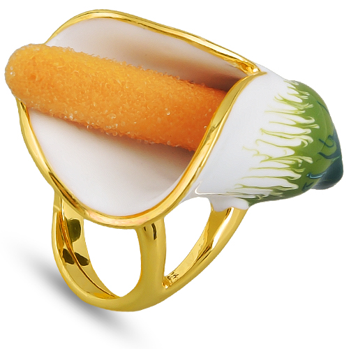 Кольцо калла (эмаль микс; покрытие золото)