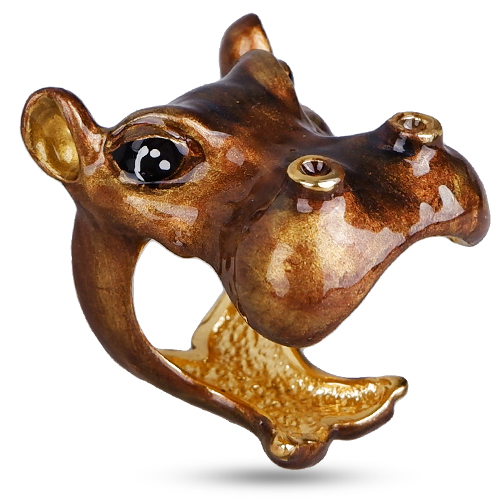 Кольцо бегемот (эмаль шоколад; покрытие золото)