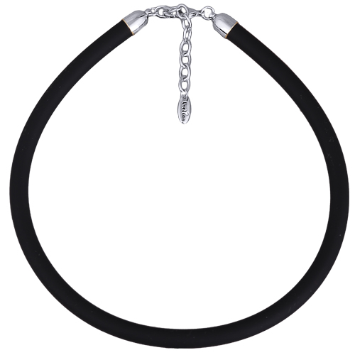 Шнурок (каучук черный 8мм; покрытие родий) 40-45см