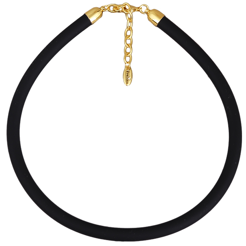 Шнурок (каучук черный 8мм; покрытие золото) 40-45см