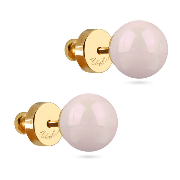 Пусеты Акварель (Майорка розовая 8мм; покрытие золото)