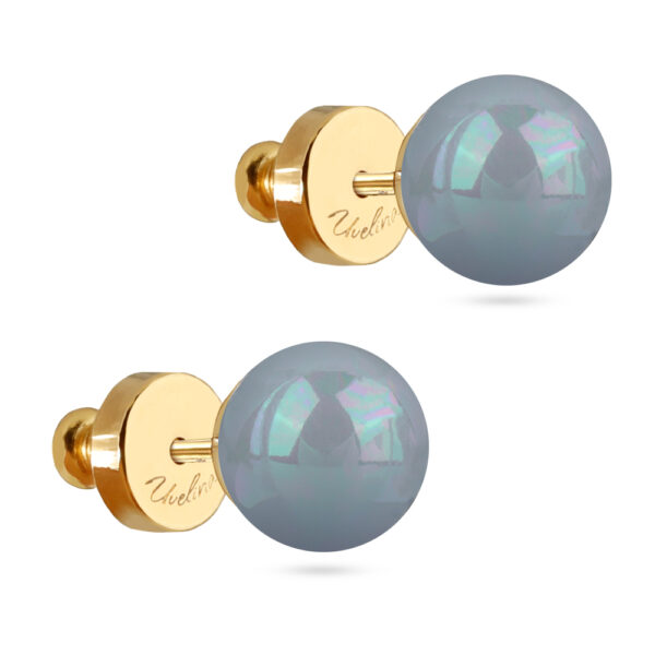 Пусеты Акварель (Майорка голубая 8мм; покрытие золото)