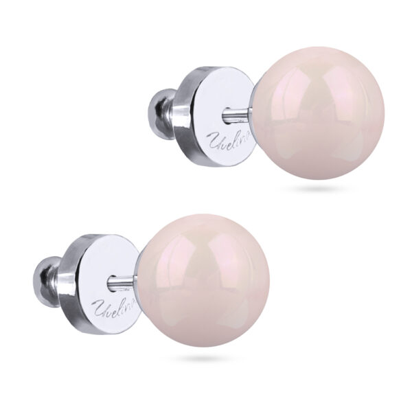 Пусеты Акварель (Майорка розовая 8мм; покрытие родий)