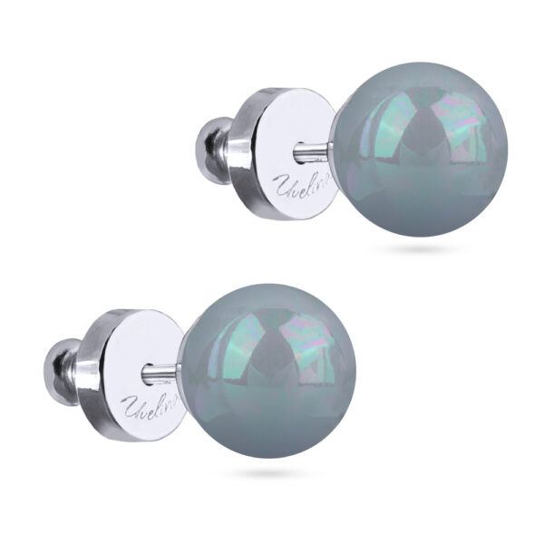 Пусеты Акварель (Майорка голубая 8мм; покрытие родий)