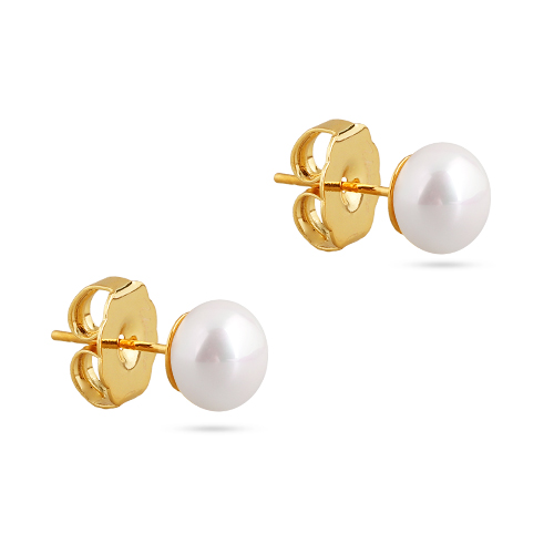 Пусеты (Майорка 8мм белая; покрытие золото)