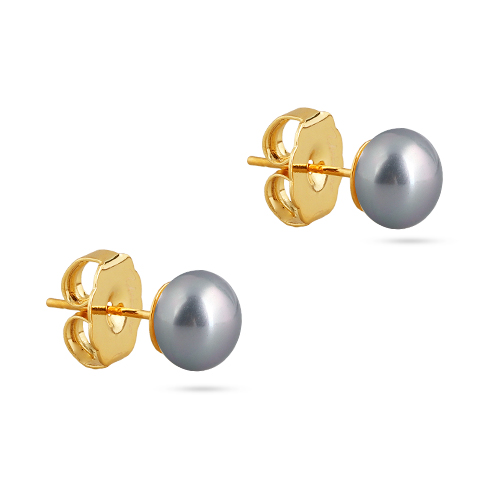 Пусеты (Майорка 8мм серо-голубая; покрытие золото)