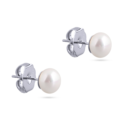 Пусеты (Майорка 8мм белая; покрытие родий)