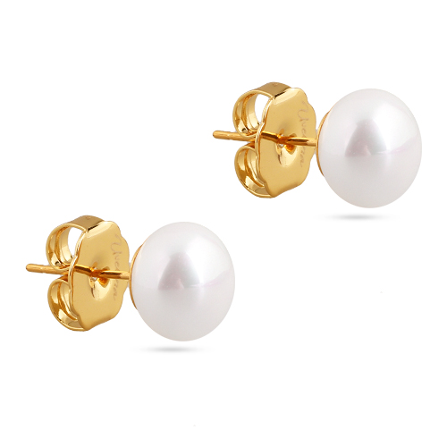 Пусеты (Майорка 10мм белая; покрытие золото)