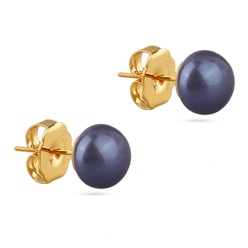 Пусеты (Майорка 10мм черничная; покрытие золото)