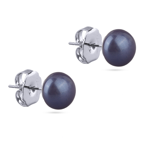 Пусеты (Майорка 10мм черничная; покрытие родий)