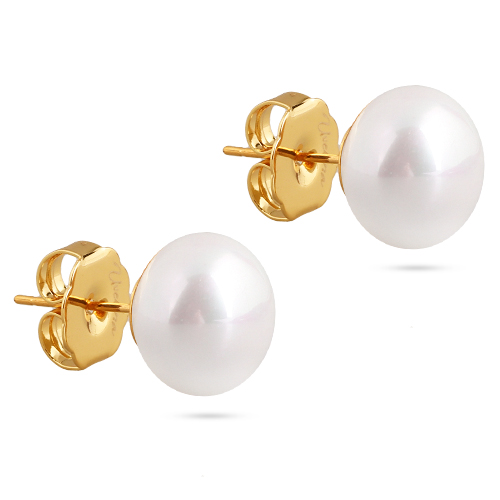 Пусеты (Майорка 12мм белая; покрытие золото)