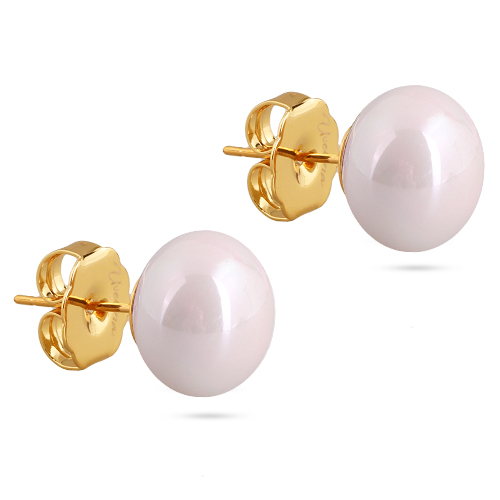 Пусеты (Майорка 12мм розовая; покрытие золото)