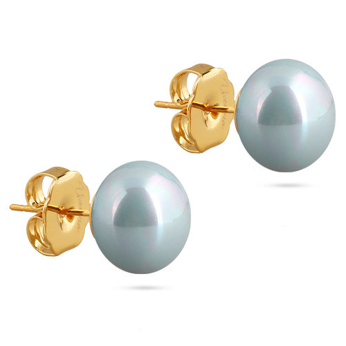 Пусеты (Майорка 12мм голубая; покрытие золото)