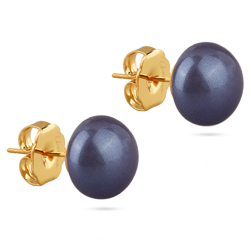 Пусеты (Майорка 12мм черничная; покрытие золото)