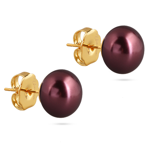 Пусеты (Майорка 12мм бургунди; покрытие золото)