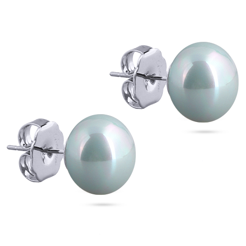 Пусеты (Майорка 12мм голубая; покрытие родий)