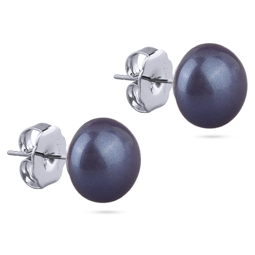 Пусеты (Майорка 12мм черничная; покрытие родий)